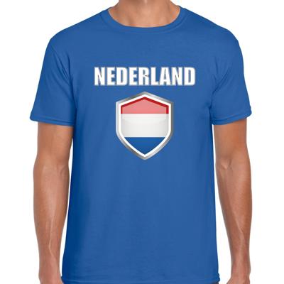 Supporters T-shirt voor heren - blauw - Nederland thema - supporters kleding - sport Supporters T-shirt voor heren - blauw - Nederland thema - supporters kleding - sport