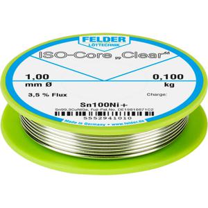 Felder Löttechnik ISO-Core Clear Sn100Ni+ Soldeertin Spoel Sn99,25Cu0,7Ni0,05 0.100 kg 1 mm