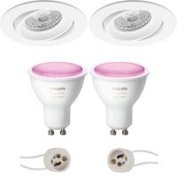 Philips Hue LED Spot Set GU10 - Mat Wit - Kantelbaar - Bluetooth - Ø82mm