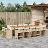 15-delige Tuinset met kussens poly rattan beige 15-delige Tuinset met kussens poly rattan beige