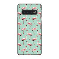 Flamingoprint groen: Samsung Galaxy S10 4G Volledig Geprint Hoesje