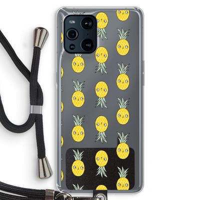 Ananas: Oppo Find X3 Transparant Hoesje met koord