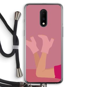 Pink boots: OnePlus 7 Transparant Hoesje met koord