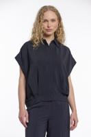 Rino & Pelle Boxy Capsleeve Top With Pleats In Waist Imela.7002 Blouse 10175 Dark Navy