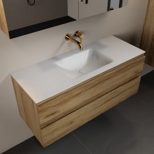 MONDIAZ AIVY 120cm badmeubel Chai, wastafel Talc solid surface midden zonder kraangat met spiegelkast (AI-351621TALC-NO - AI-M120CHMI - AI-C120CHMI)