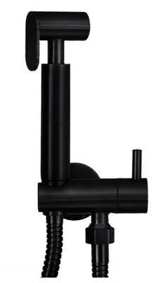 Wiesbaden RVS-304 matzwarte bidet-handdoucheset rond