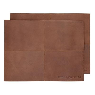 Hide en Stitches Lederen Placemats 2 Stuks Bruin