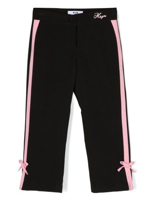 MSGM Kids pantalon droit à rayures - Noir