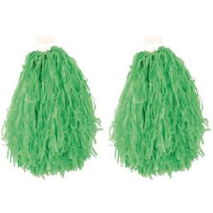 Cheerball - 6x - met ringgreep - groen - 28 cm - pompom - Cheerleader verkleed accessoires