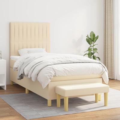 Boxspring met matras stof crèmekleurig 90x190 cm