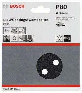 Bosch Accessories Best for Stone 2608605115 Excenterschuurpapier Met klittenband, Geperforeerd Korrelgrootte (num) 80 (Ø) 125 mm 5 stuk(s)