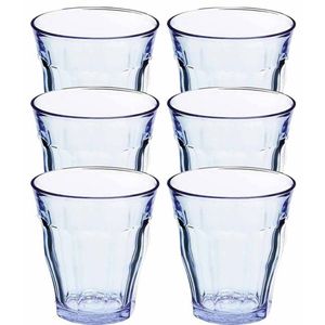 6x Drinkglazen/waterglazen blauw Picardie 310 ml - Drinkglazen