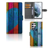 Samsung Galaxy S22 Ultra | Book Style Case | Wood Heart - Cadeau voor je Vriend