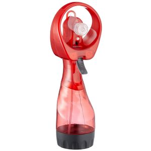 Ventilator/waterverstuiver voor in je hand - Verkoeling in zomer - 25 cm - Rood