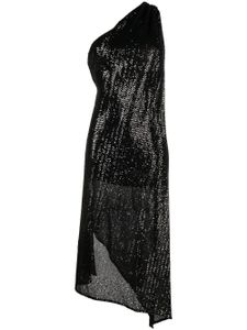 PINKO robe brodée de sequins à design asymétrique à une épaule - Noir