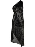 PINKO robe brodée de sequins à design asymétrique à une épaule - Noir - thumbnail