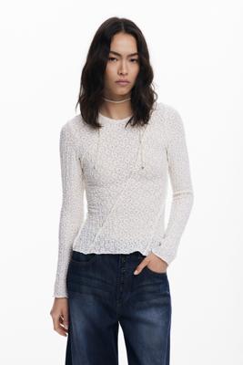 T-shirt met dwarsnaden - WHITE - M