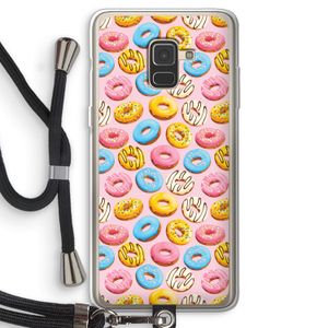 Pink donuts: Samsung Galaxy A8 (2018) Transparant Hoesje met koord
