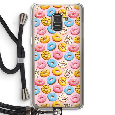 Pink donuts: Samsung Galaxy A8 (2018) Transparant Hoesje met koord