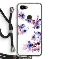 Waterverf bloemen: Pixel 3a Transparant Hoesje met koord