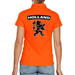 Koningsdag polo t-shirt oranje Holland met grote zwarte leeuw voor dames XL  -