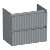 Brauer Joy Wavy - Onderkast Ondiep - 60 cm - met 2 Softclose Lades Greeploos en 1 Sifon Uitsparing - Mat Grijs