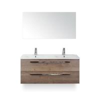 Seville Badmeubelset 120 cm - 2 laden Tabacco - Wastafel Enjoy Dubbel - met Spiegel