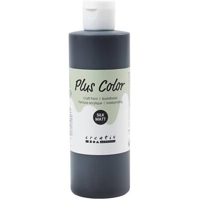 Plus Color acrylverf, zwart, 250 ml/ 1 fles