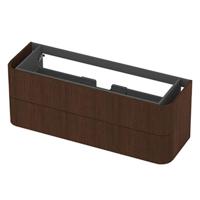 INK - Afgeronde Onderkast Fineer 2 Laden Softclose met Gefreesd Front Tbv Grepen - 1400x450x520 Mm - Shadow Veneer