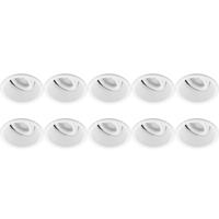 10-Pack Kantelbare GU10 Inbouwspots - Rond Wit Aluminium Ø93mm