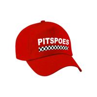 Pitspoes finish vlag verkleed petje - rood - voor dames - Team baseball cap - carnaval / kostuum