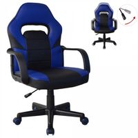 Gamestoel Thomas junior - bureaustoel racing gaming stijl - hoogte verstelbaar - zwart blauw - thumbnail
