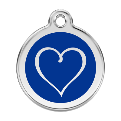 Tribal Heart Navy roestvrijstalen hondenpenning large/groot dia. 3,8 cm - Reddingo