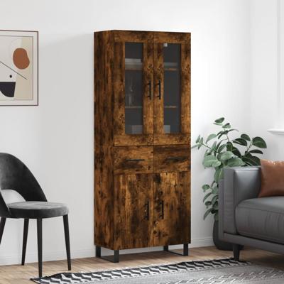 Hoge kast 69,5x34x180 cm bewerkt hout gerookt eikenkleurig