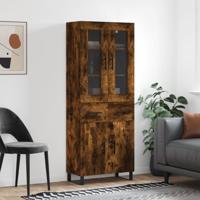 Hoge kast 69,5x34x180 cm bewerkt hout gerookt eikenkleurig