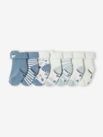Set van 7 paar sokjes "met sterren en vos" voor baby's blauw