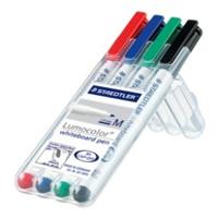Staedtler whiteboard pen Lumocolor Pen, opstelbare box met 4 stuks in geassorteerde kleuren - thumbnail