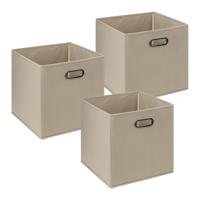 Opbergmand/kastmandje - 3x - Taupe - 31 x 31 x 31 cm - 29 liter - Vakkenkast manden - Stof