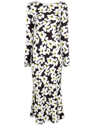 V:PM ATELIER robe fleurie Indugo à manches longues - Noir