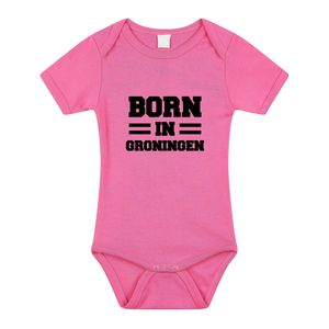 Born in Groningen kraamcadeau rompertje roze meisjes