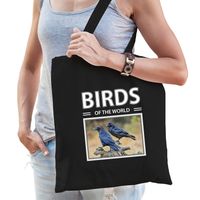 Katoenen tasje Raven vogel zwart - birds of the world Raaf cadeau tas