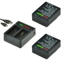 2 x AHDBT-302 accu's voor GoPro Hero3 en Hero3+ inclusief USB duo lader
