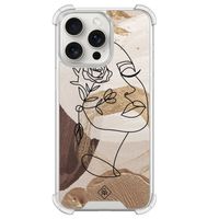 iPhone 15 Pro Max shockproof hoesje - Abstract gezicht bruin