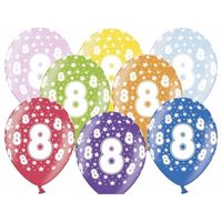18x Ballonnen cijfer 8 met sterretjes 30 cm 18x Ballonnen cijfer 8 met sterretjes 30 cm