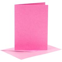 Kaarten en enveloppen, afmeting kaart 10,5x15 cm, afmeting envelop 11,5x16,5 cm, 110+220 gr, roze, 6 set/ 1 doos