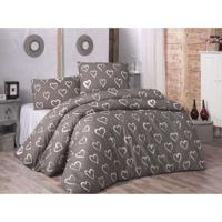 Beddengoedset - 1 dekbedovertrek 220 x 240 cm + 2 kussenslopen 60 x 60 cm - 65% katoen, 35% polyester - Bruin