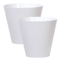 Bloempot/plantenpot voor buiten - Set van 2x stuks - kunststof - wit - D25 x H23 cm - 7 liter