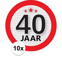 10x 40 Jaar leeftijd stickers rond 9 cm verjaardag versiering   -