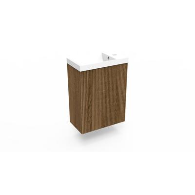 Fonteinkast Cafe Oak Arcqua Ridge 40x55x28 cm Incl. Fontein Mat Wit Met Overloop