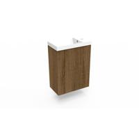Fonteinkast Cafe Oak Arcqua Ridge 40x55x28 cm Incl. Fontein Mat Wit Met Overloop